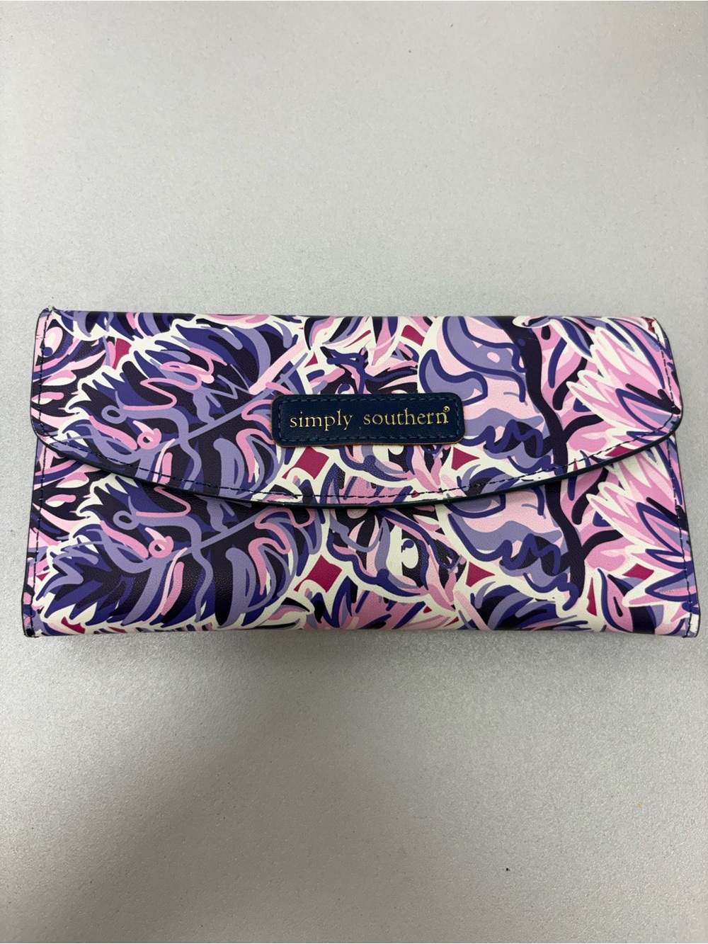 Simply Southern Tropical Leaf Tri-Fold Wallet Organizer w/ Removable Card Holder